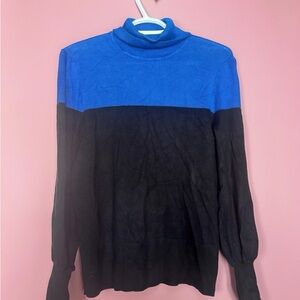 Blue and Black Turtleneck Sweater
